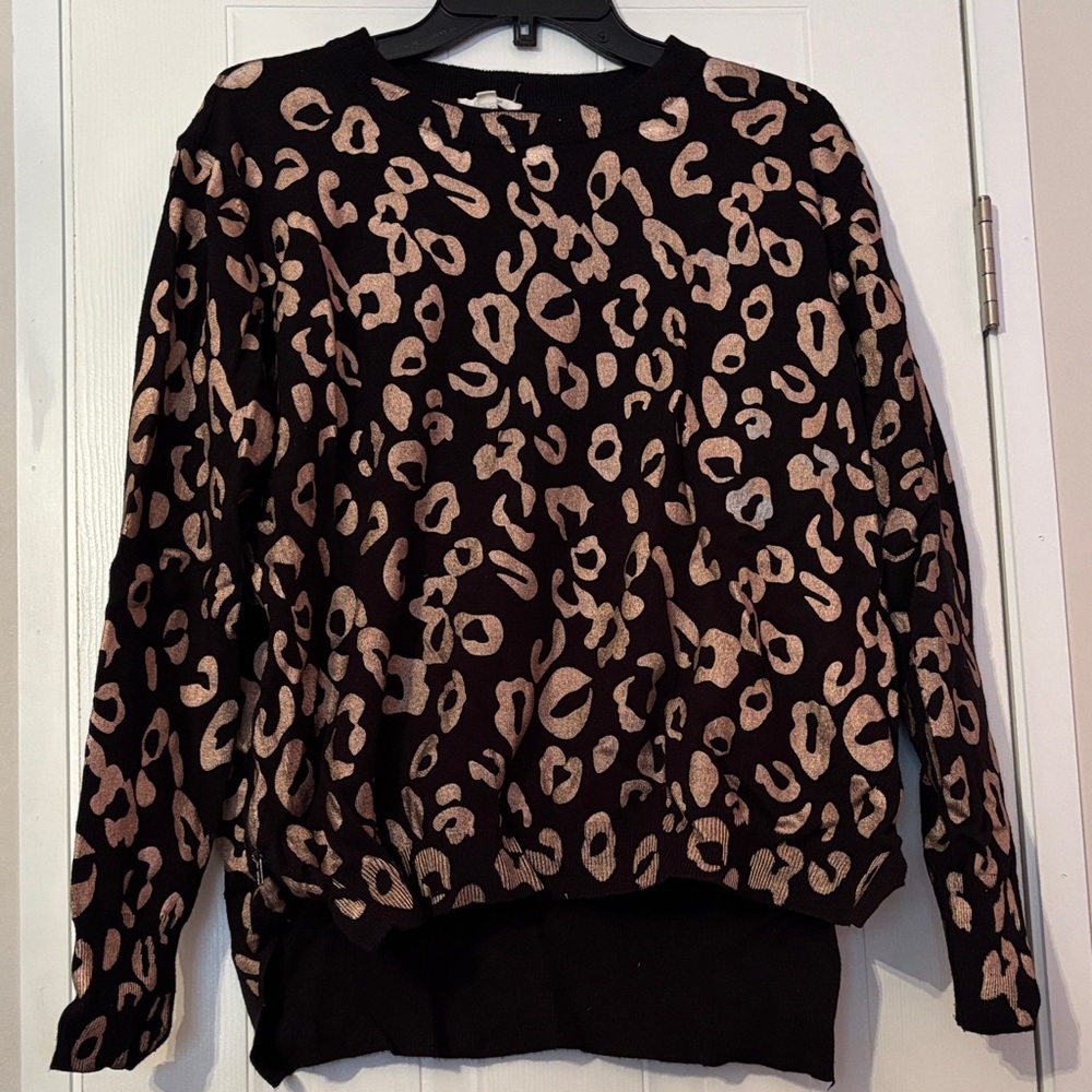 ODDY Animal Print Sweater - Black and Tan